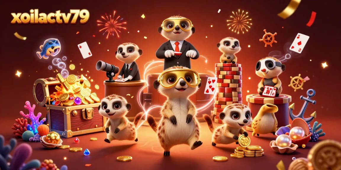 Watch meerkats manage a vibrant casino adventure at xoilactv79 amidst exploding treasures.