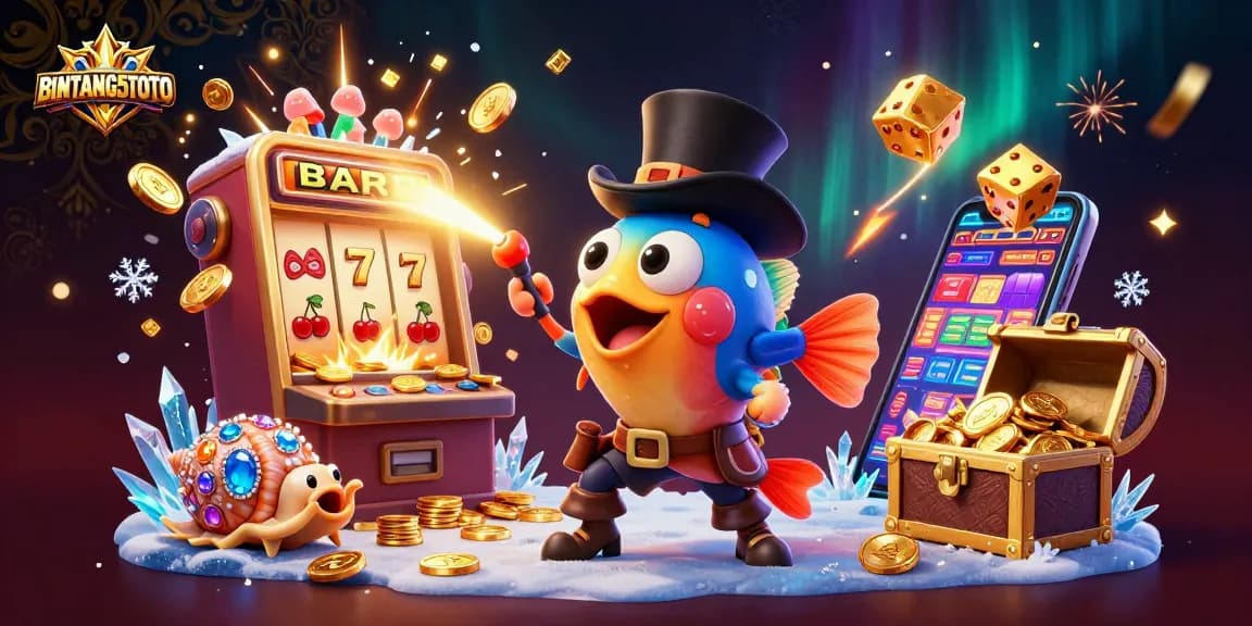 Experience thrilling wins at BINTANG5TOTO with a vibrant jackpot scene featuring exciting casino elements.