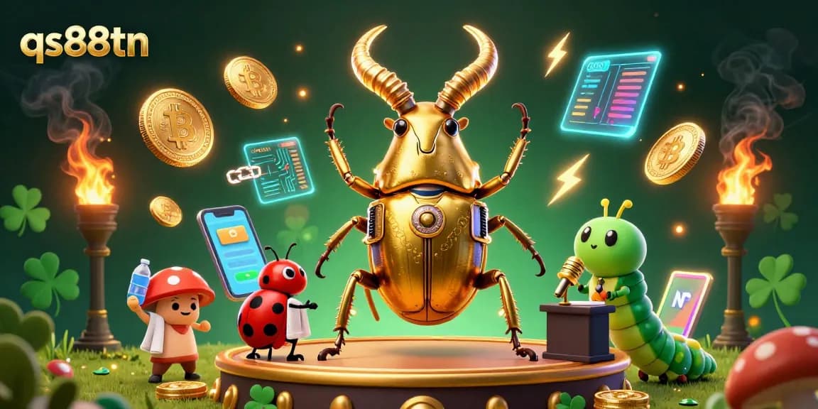 Experience thrill at qs88tn with a 3D scene featuring exciting characters and vibrant casino elements.