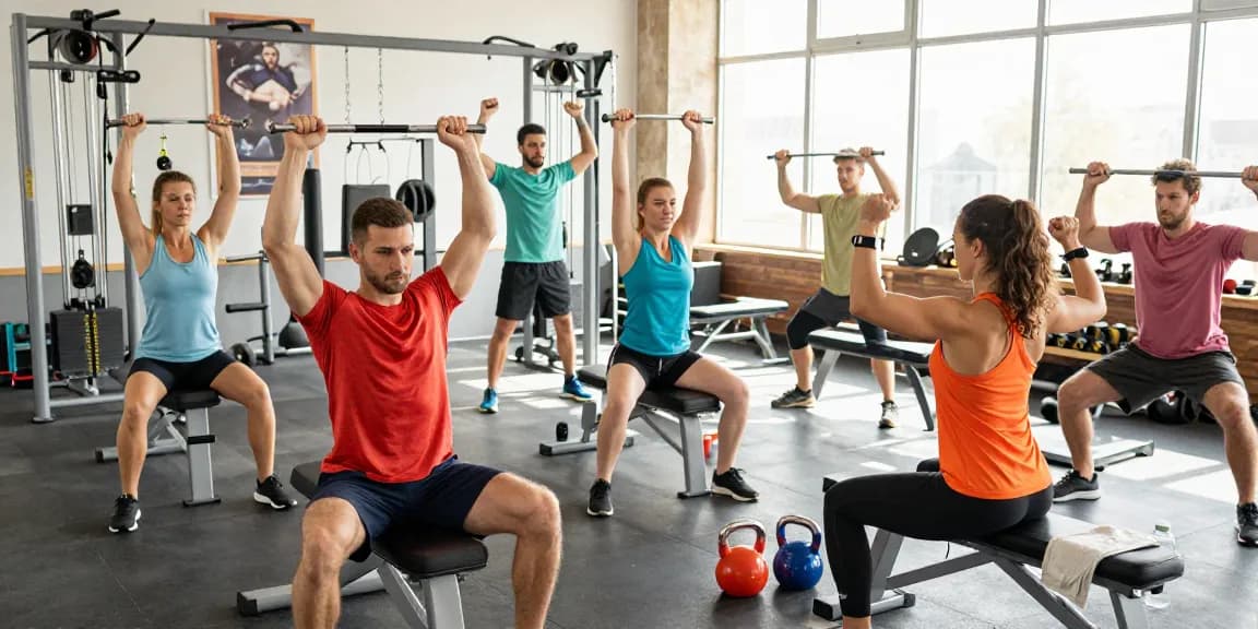 Fitness athletes training in a bright gym while focusing on Prime Pharma Steroiden supplements for enhanced performance.