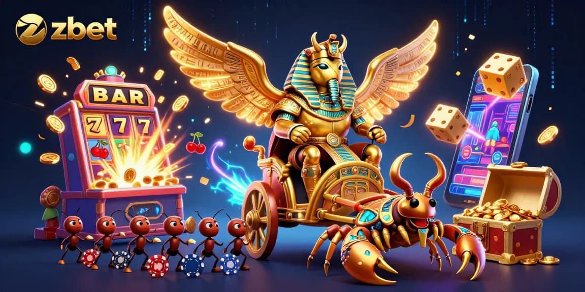 Win big at zbet with a vibrant 3D casino scene bursting with jackpots and thrilling game elements.