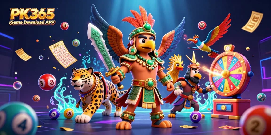Experience the excitement of PK365 Game Download APK with vibrant winning elements and engaging characters.