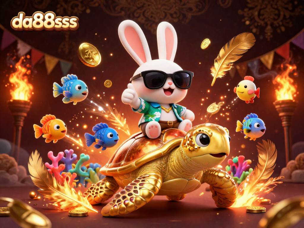 Catch winning jackpots with da88sss in a vibrant 3D casino adventure featuring a lucky rabbit.