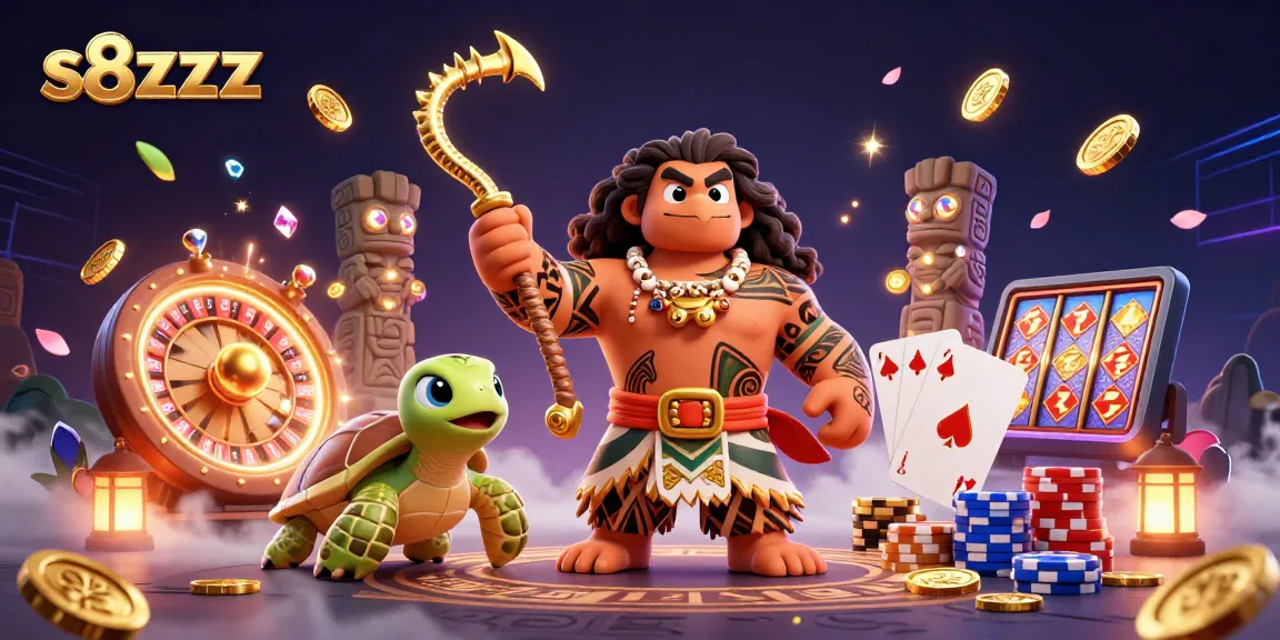 Spin the reels and win with s8zzz's dazzling 3D gaming adventure featuring vibrant characters and casino elements.