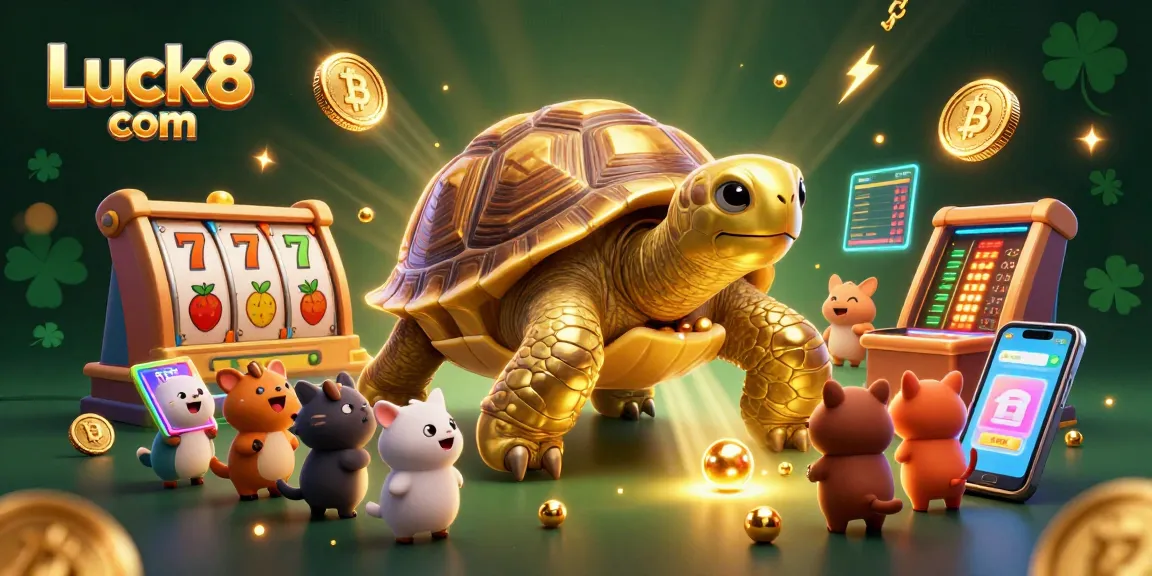 Try your luck with Luck8 com at this vibrant casino-themed 3D illustration showcasing joyful gambling excitement.