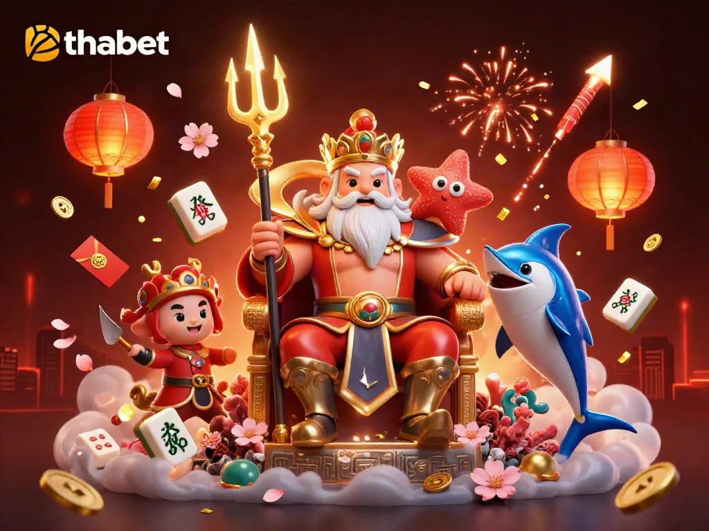 Experience dynamic gameplay at Thabet with a vibrant 3D casino scene featuring Neptune.