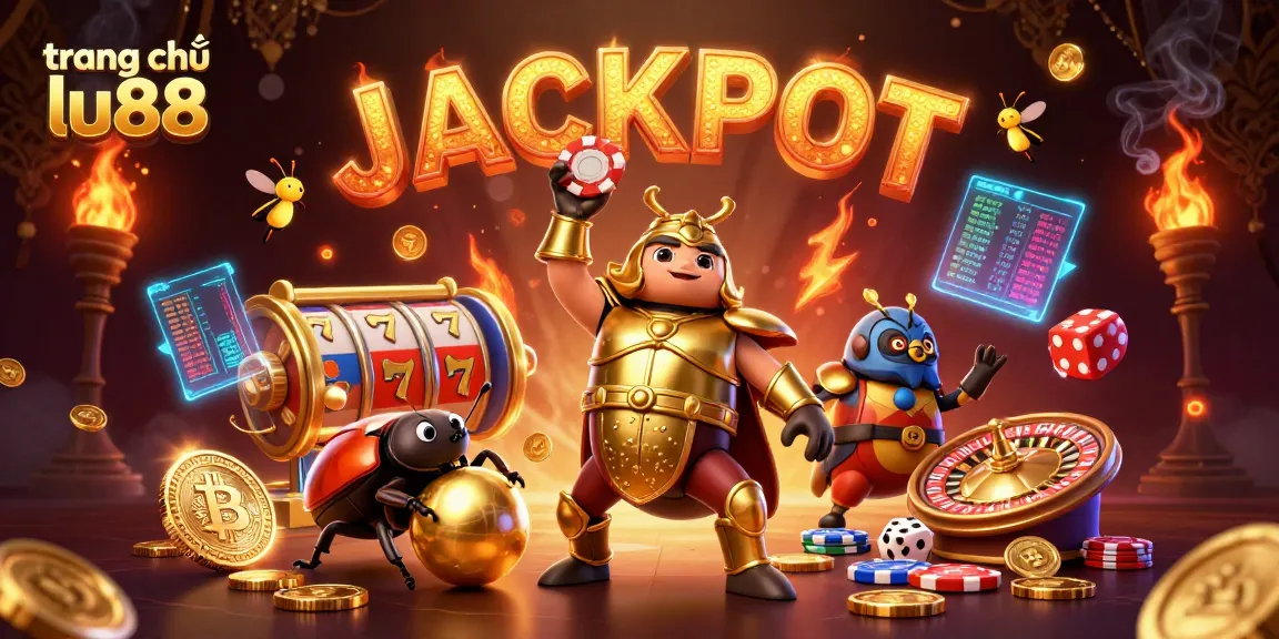 Win big at trang chủ lu88 with thrilling slot games and vibrant casino elements in 3D illustration.