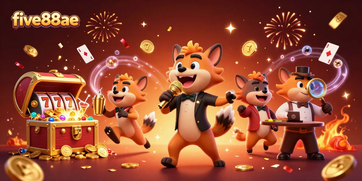 Engage with five88ae's lively casino scene featuring hyenas in a comedy club.