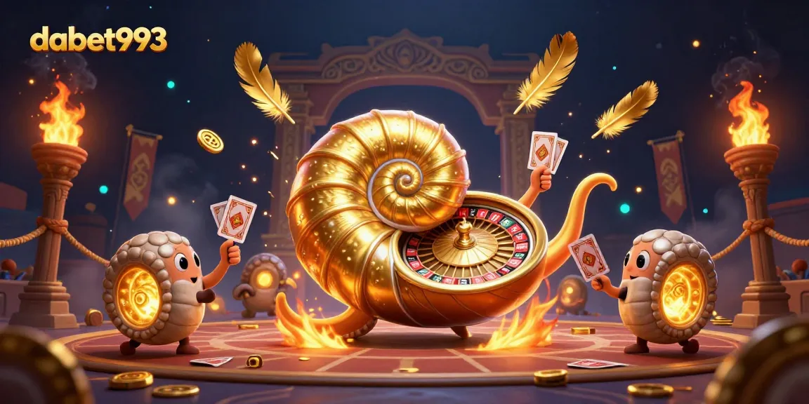 Experience excitement at dabet993 with a vibrant 3D illustration of casino games and treasures.