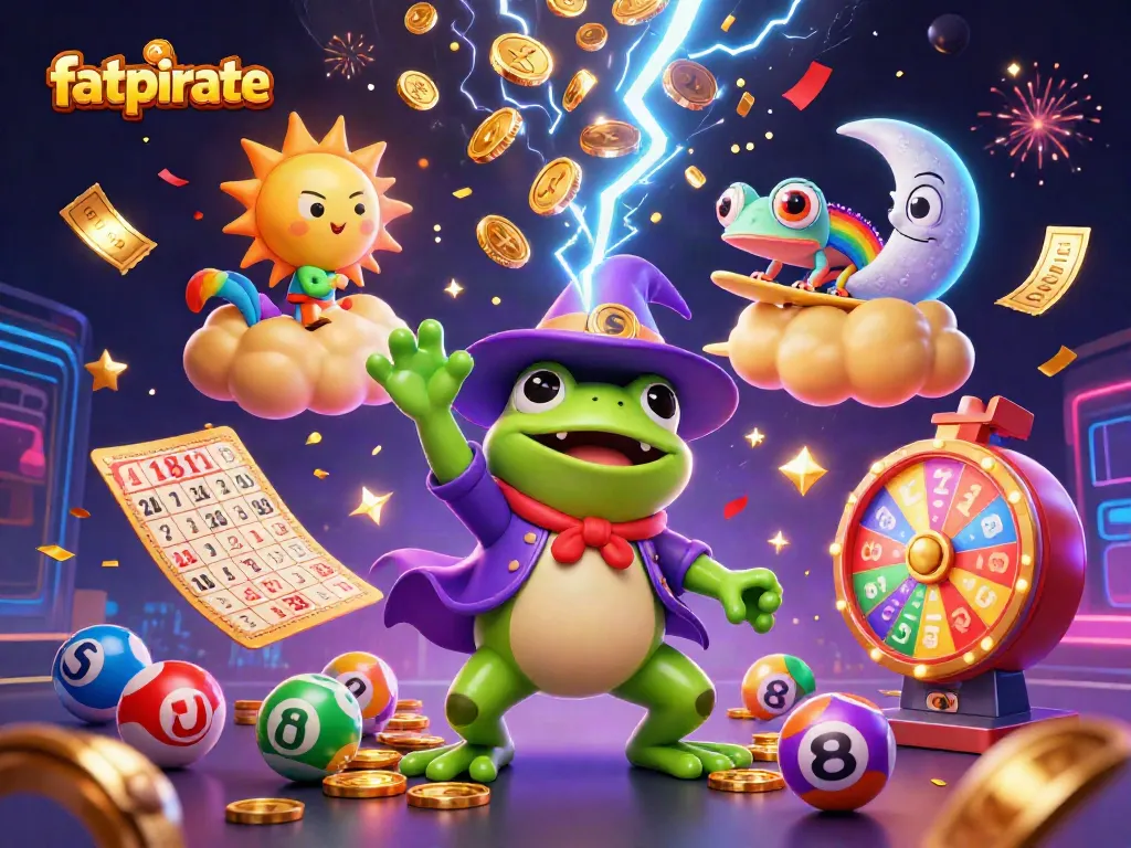 Experience the thrill of fatpirate as a whimsical wizard frog unleashes golden coins amidst exciting gaming elements.