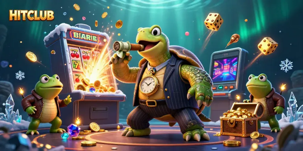 Join the excitement at HITCLUB with a vibrant casino scene featuring charismatic characters and thrilling gameplay elements.