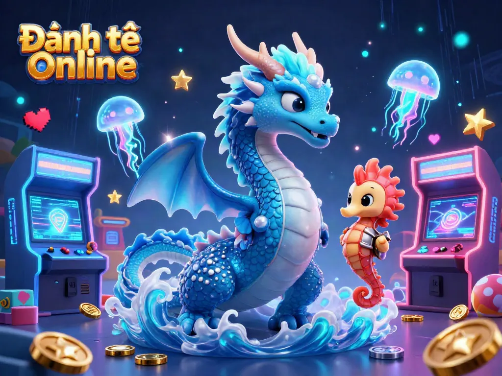 Experience Đánh đề online with a dazzling underwater scene featuring a water dragon and jellyfish.