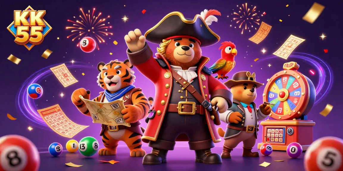 Engage in the thrilling world of KK 55 lottery with a vibrant scene of casino excitement.