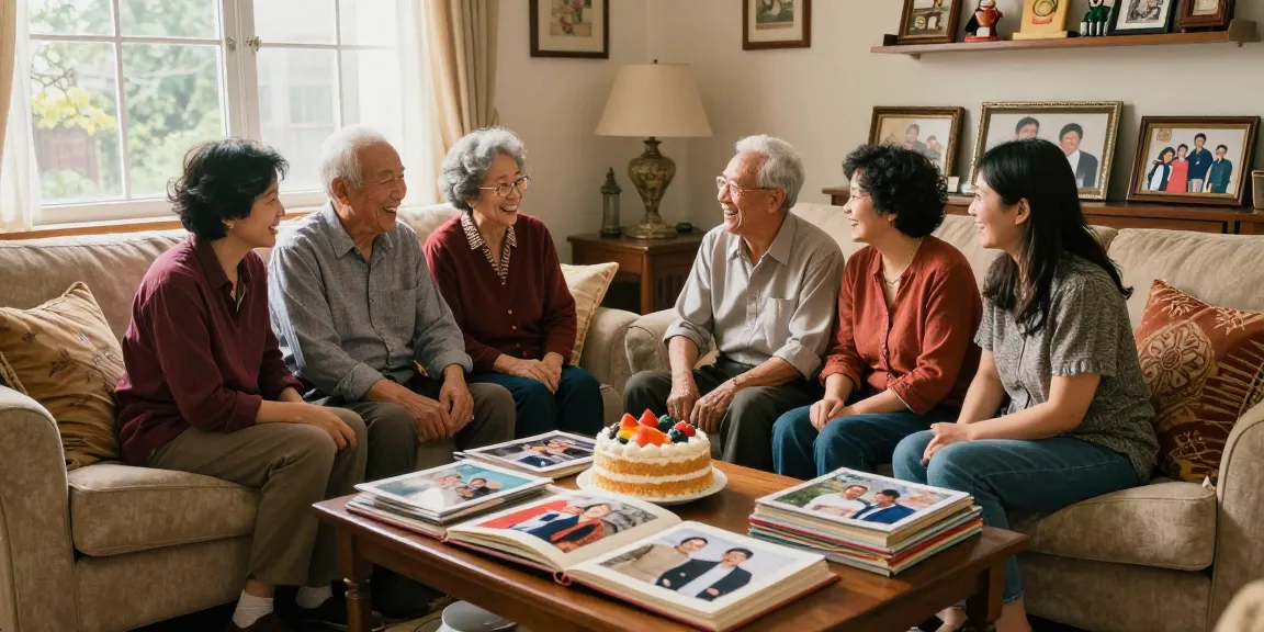 A heartwarming family reunion scene at home highlighting the importance of rokok88 in respecting and valuing parents.