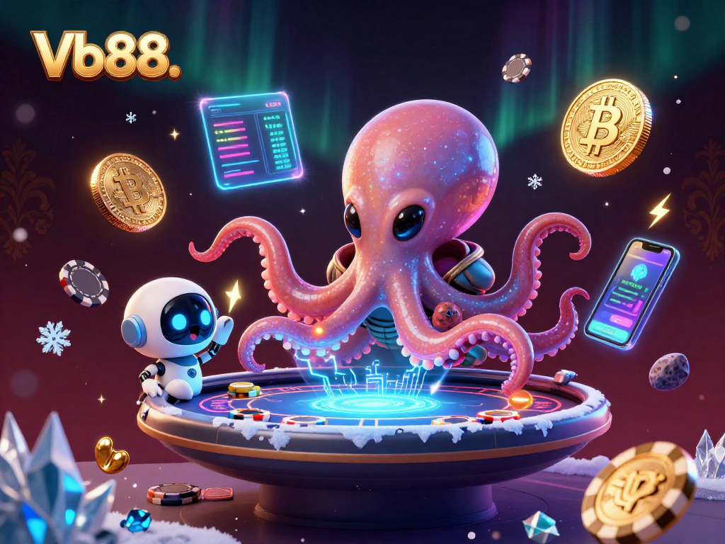 Engage with the vibrant world of Vb88. at a holographic poker table with alien characters in vivid 3D.