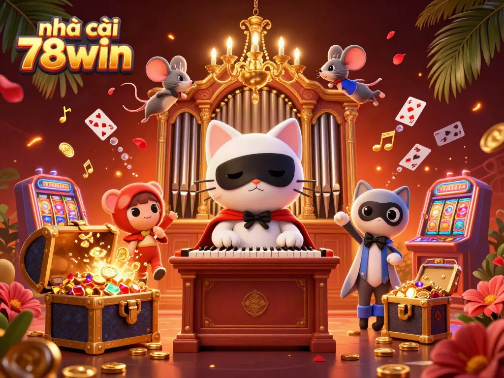 Experience thrilling gameplay at nhà cái 78win with vibrant characters, treasures, and casino elements.
