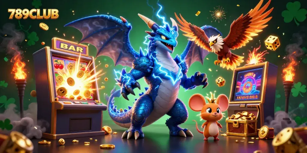 Engage with 789CLUB's dynamic gaming scene featuring exciting slots and vibrant characters.