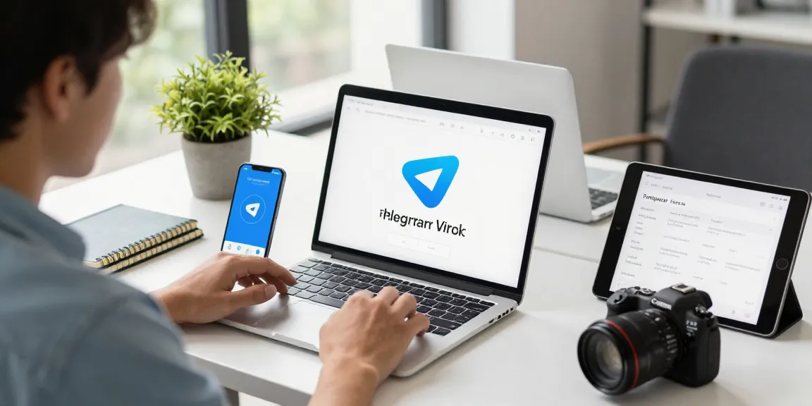 A user navigating the Telegram Chinese Version app on their laptop in a modern tech workspace, showcasing the easy setup and language integration.