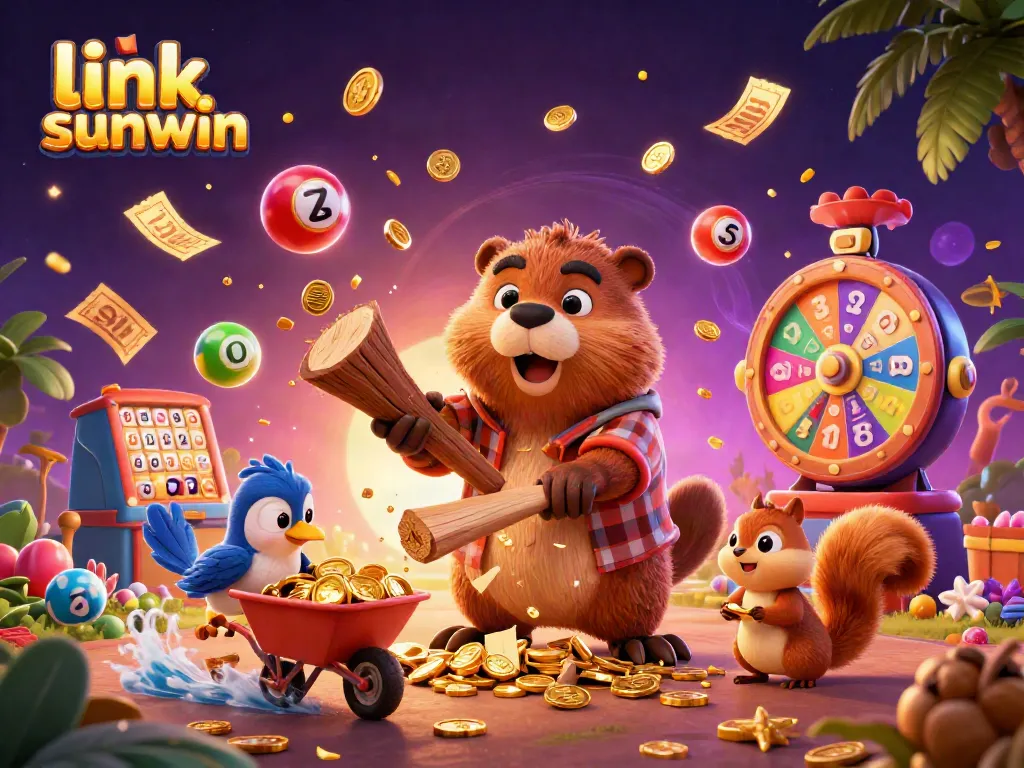 Experience thrilling gameplay with "link sunwin" showcasing a vibrant scene filled with coins and lottery elements.