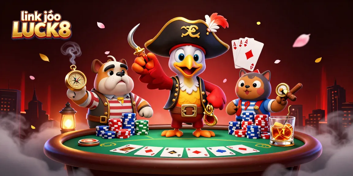 link vào LUCK8: Join the thrilling poker adventure in a vibrant casino scene!
