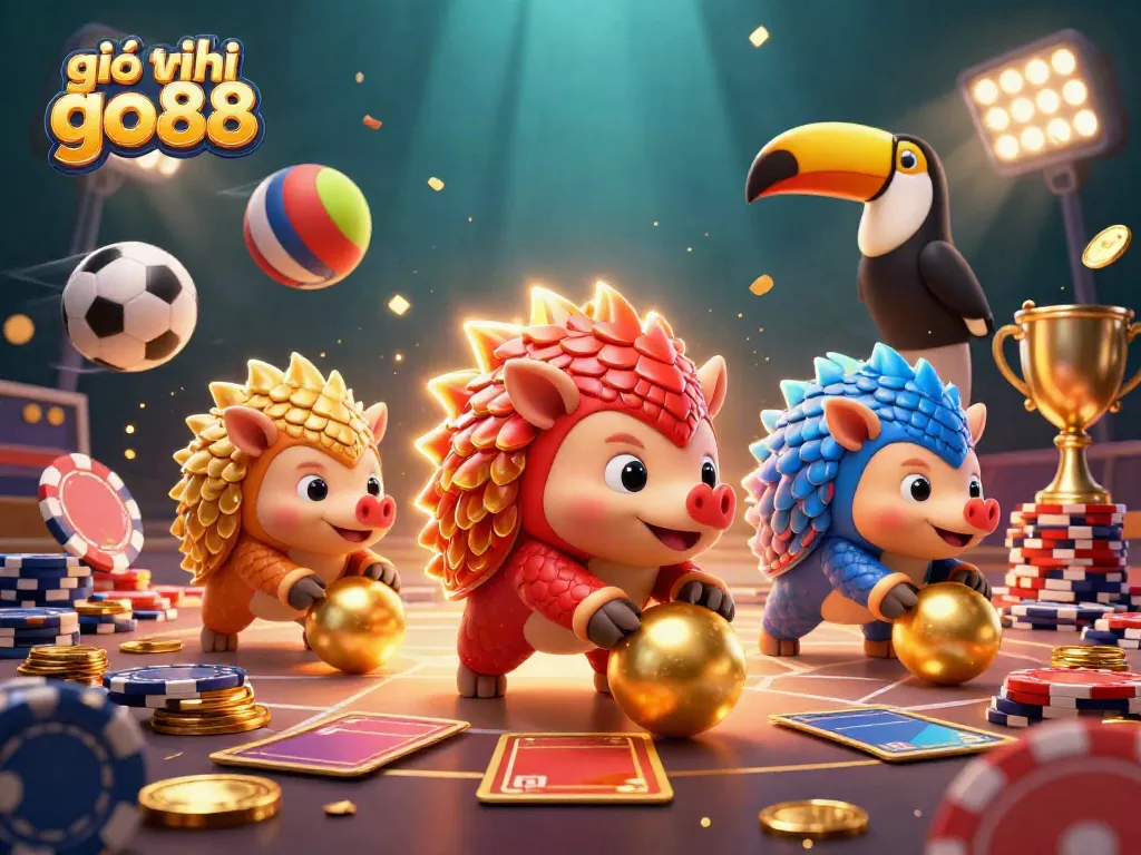 Engage with giới thiệu go88's vibrant casino world where pangolins compete amidst poker chips and dynamic gaming elements.