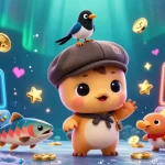 Engage in the thrilling world of online casino belgie with adorable characters amidst vibrant gaming elements.