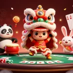 Experience vibrant action at tải hitclub with lively characters around a poker table showcasing stunning casino elements.