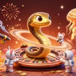 Experience thrilling bets at 888new com as astronaut mice roll the roulette wheel in a cosmic casino.