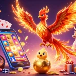 Experience thrilling gameplay at 68win, with a phoenix and a smartphone illustrating exciting casino options.
