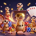 Kèo nhà cái 5 showcases lively meerkats in a casino scene with dynamic gambling elements and rich visuals for sports betting enthusiasts.