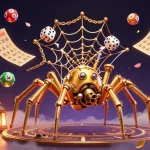 Engage with luck in a vibrant scene featuring 88vv's golden spider and lottery excitement.